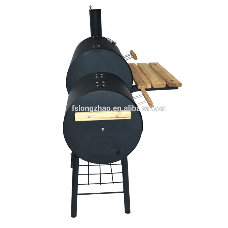 Висококачествено барбекю с две / двойни / двойни барели с пушач и дървена маса